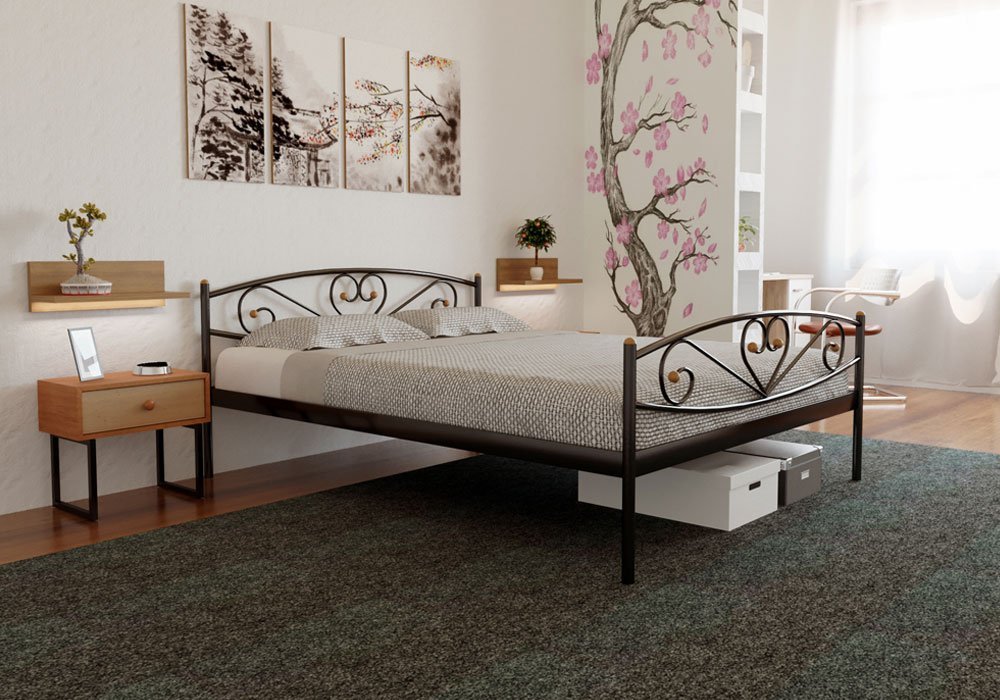 Купити Ліжка Металева ліжко "Milana" з ізножьем 80х190 МЕТАКАМ