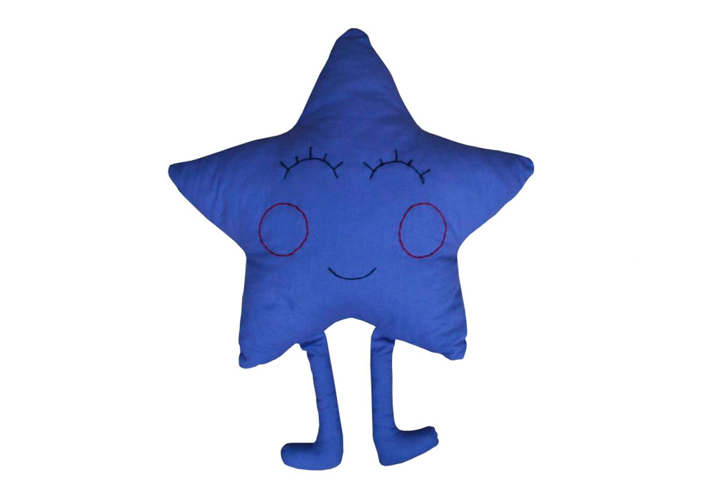 Декоративна подушка-іграшка Синя зірка Прованс, Ширина 36см