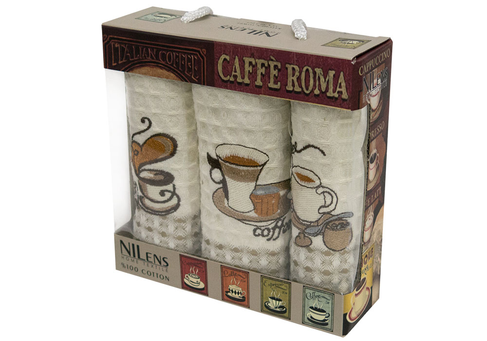 Набір кухонних рушників Caffe roma 03 35х50 Nilteks, Ширина 35см, Довжина 50См
