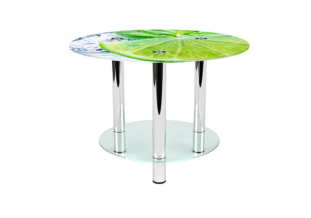  Купить Журнальные столики и столы Стол журнальный стеклянный "Круглый Ice Lime" Диана