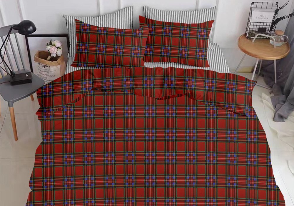  Купить Постельное белье Комплект постельного белья полуторный "Scottish Red Grey Line" Cosas