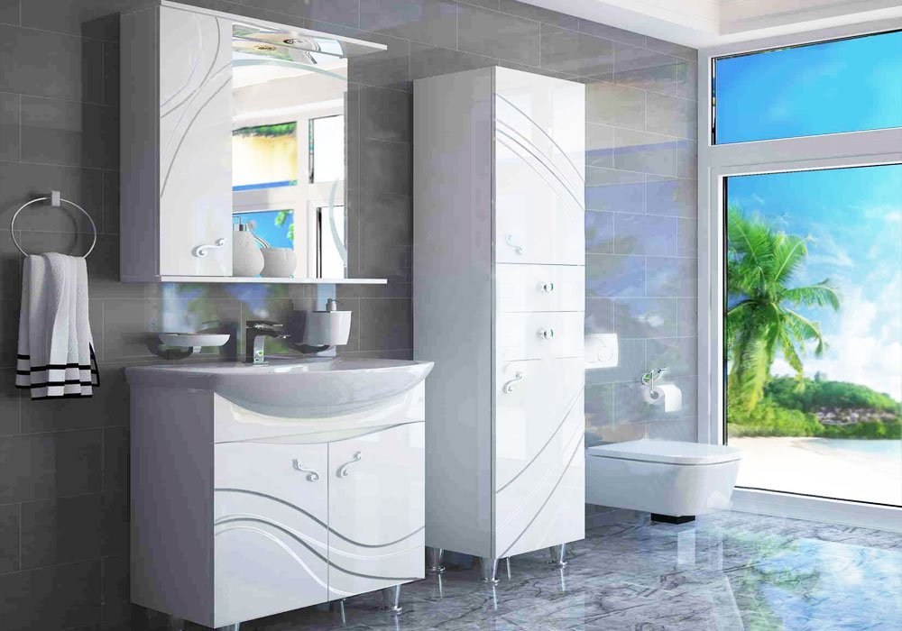  Купить Шкафы для ванной комнаты Зеркальный шкаф для ванной "Ронда 55" Aquarius