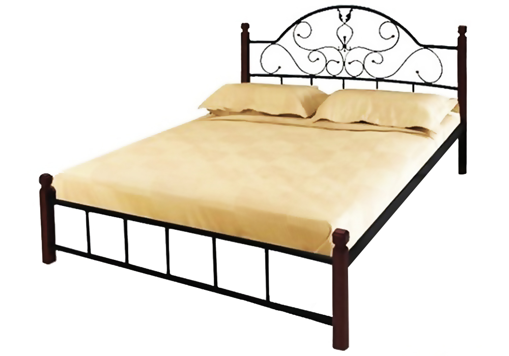 Металева ліжко Анжеліка 140х190 на деревяних ніжках Метал-Дизайн