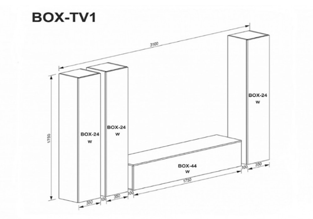  Купити Стінки у вітальню Вітальня "Box-TV1" MiroMark