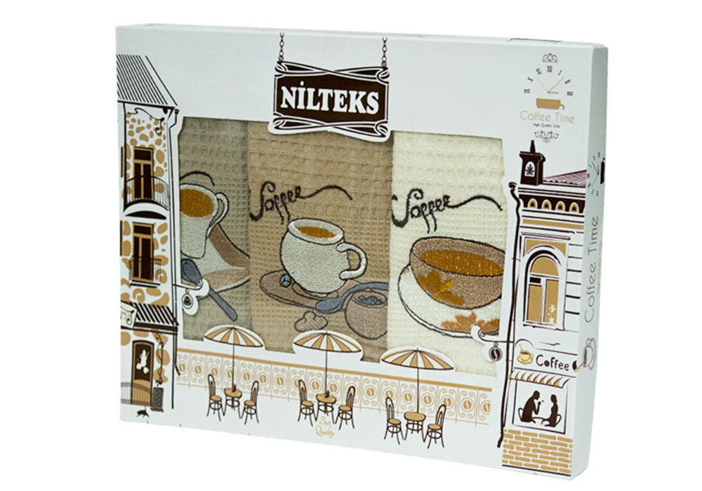 Набір кухонних рушників "Coffee time 02" 3шт Nilteks