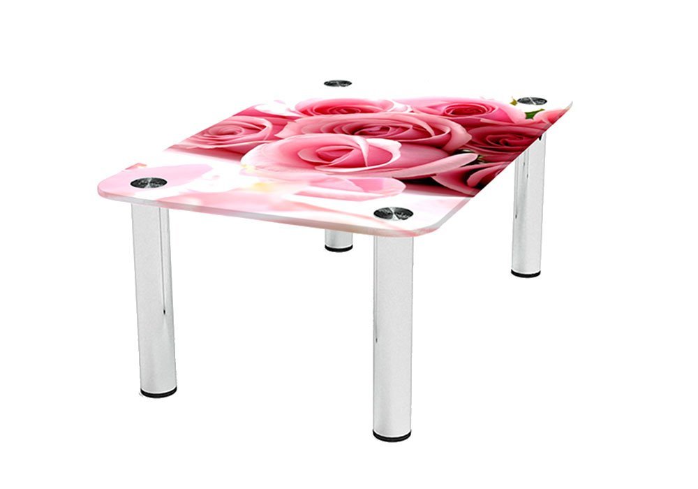  Купити Журнальні столики і столи Стіл журнальний скляний "Прямокутний Pink Roses" 43х70 Діана