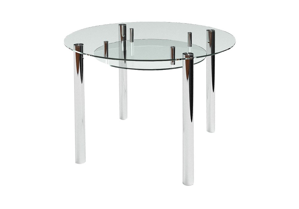  Недорого Кухонные столы Стол обеденный стеклянный "Круглый 70" с полочкой Диана