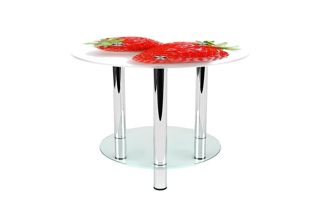  Купити Журнальні столики і столи Стіл журнальний скляний "Круглий Red Berry" 60х60 Діана