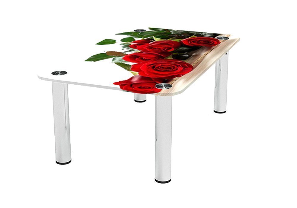  Купити Журнальні столики і столи Стіл журнальний скляний "Прямокутний Red Roses" 43х70 Діана