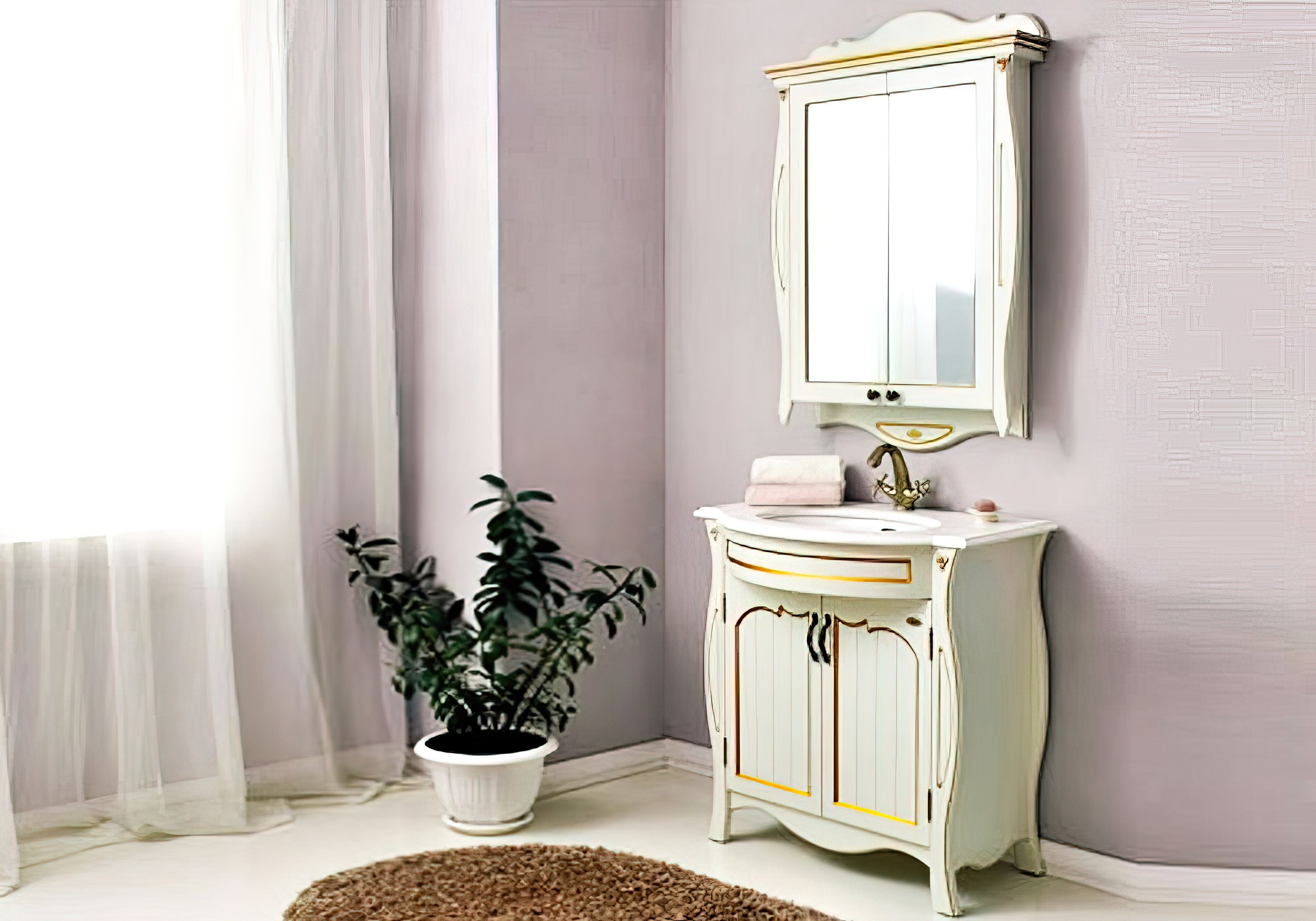  Недорого Мебель для ванной комнаты Зеркальный шкаф "Ривьера" Ольвия