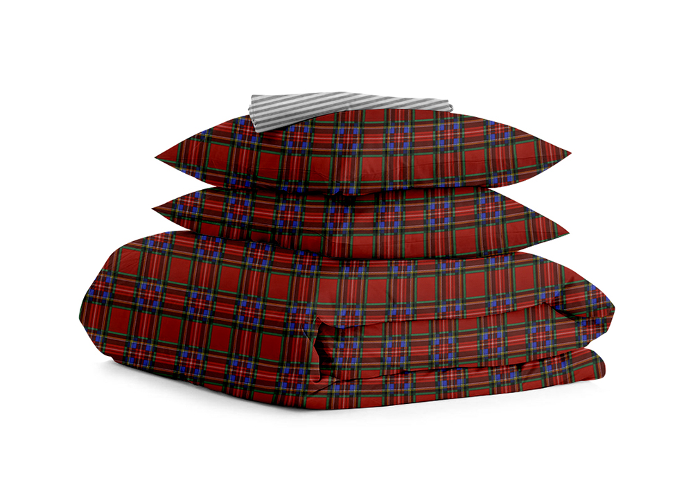Комплект постільної білизни полуторний Scottish Red Grey Line Cosas 
