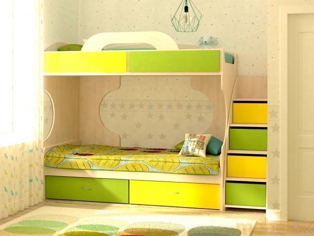  Купити Дитячі ліжка Двох'ярусне ліжко "Dori Lime" Аззаро
