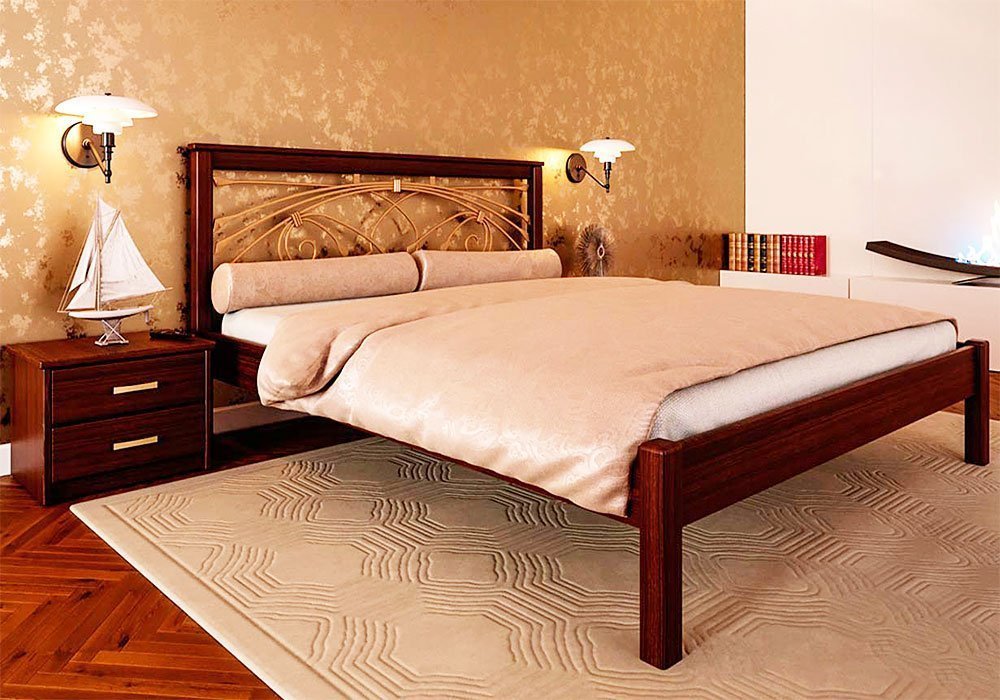  Купити Дерев'яні ліжка Ліжко з ковкою "Модерн К" 140х190 Червоногвардійський ДОК