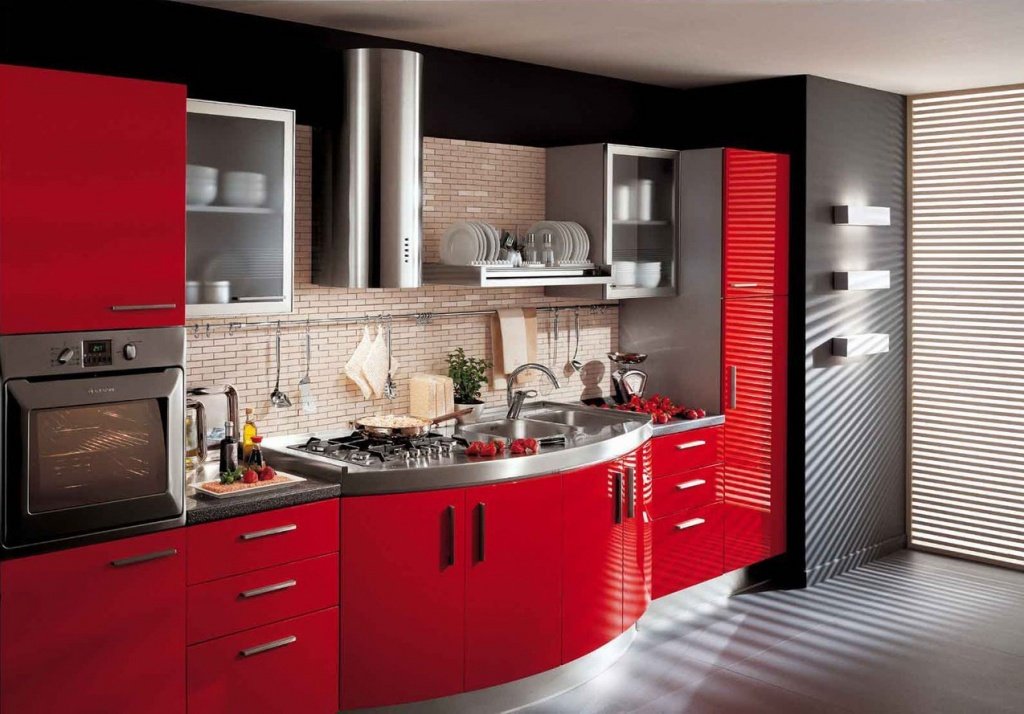 красно-черная кухня в современном стиле