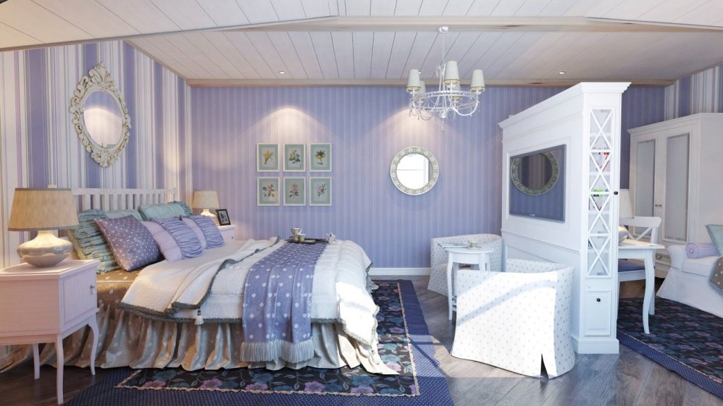 сине-белая спальня в стиле прованс