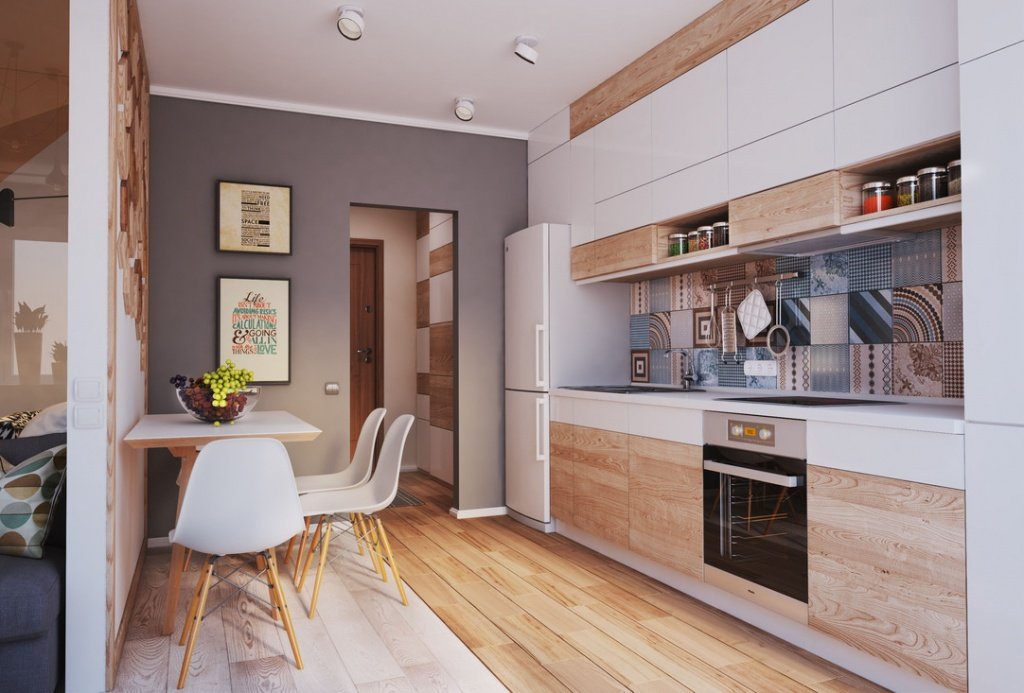 Кухня 11 кв.м в современном стиле со скандинавскими элементами