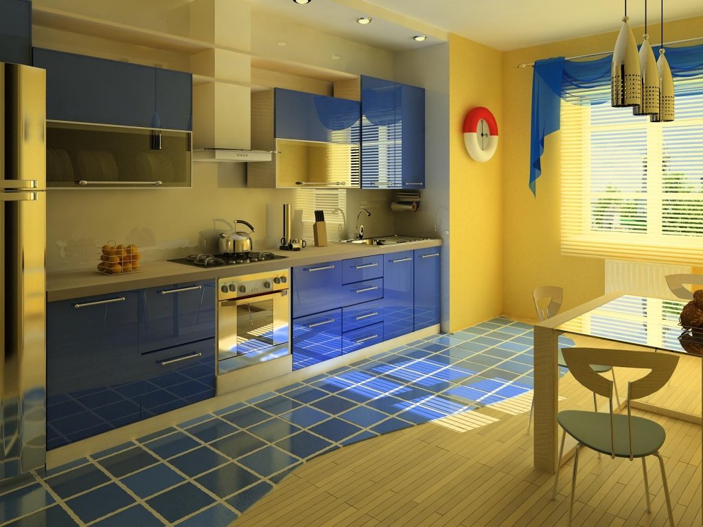 Кухня з синіми фасадами