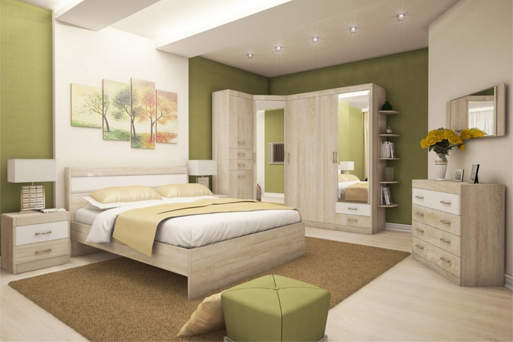 салатова спальня в сучасному стилі