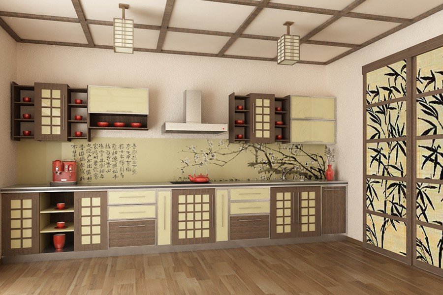 Кухня в японском стиле: фото дизайна, подбор кухонного гарнитура под интерьер
