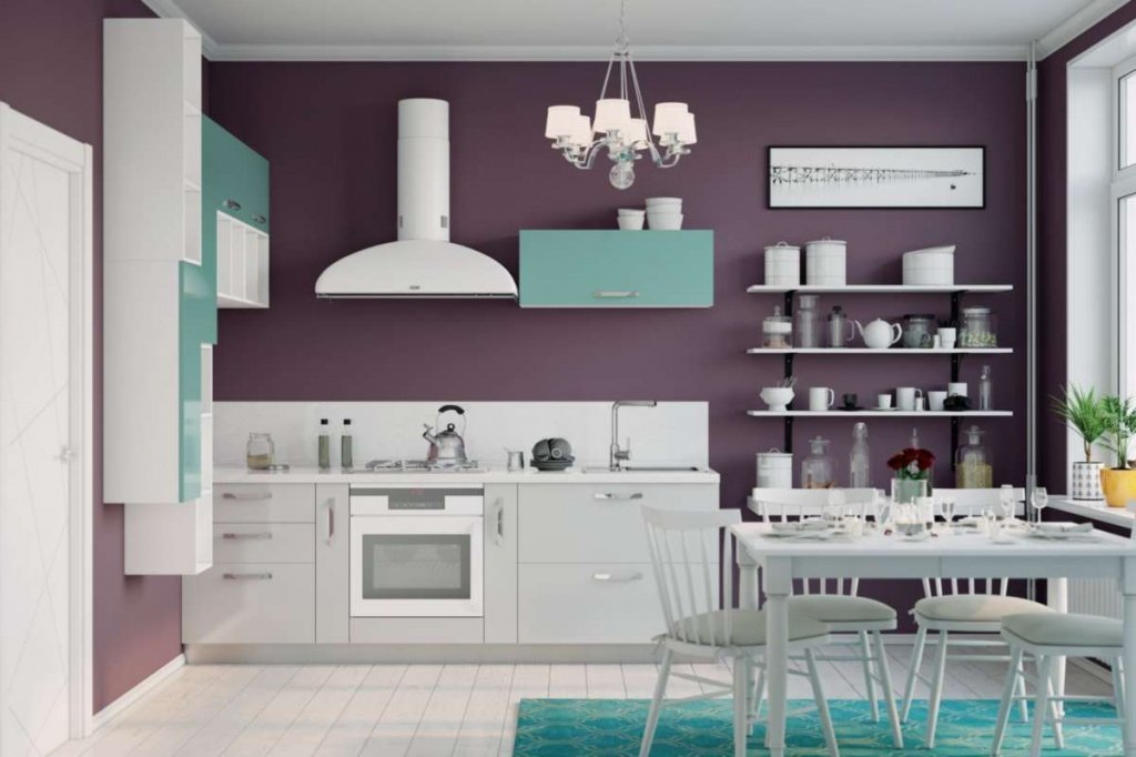 большая кухня фиолетовая