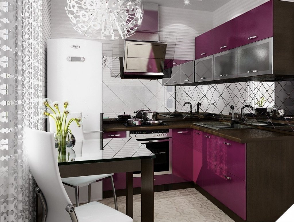 Малогабаритные угловые кухни 5 кв. м: фото с холодильником