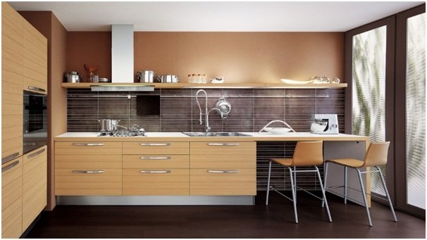 отделка стен в кухне выполненной в стиле модерн