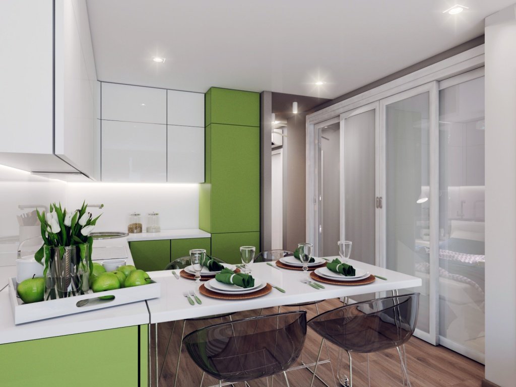 Зелена кухня 18 метрів