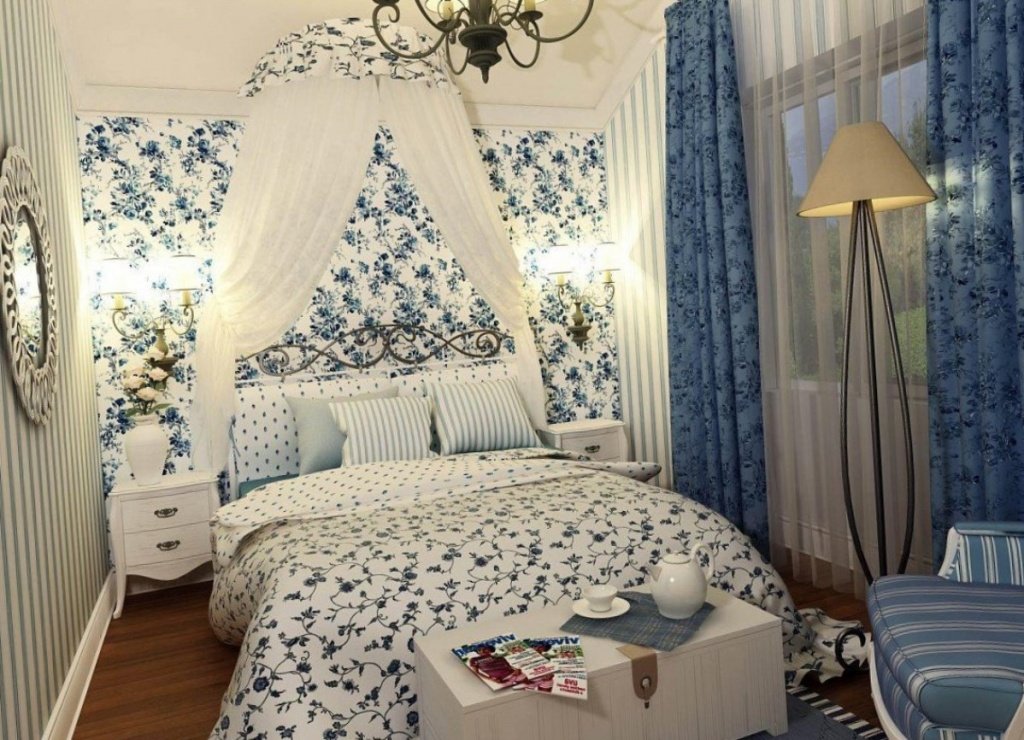 синяя спальня в стиле прованс