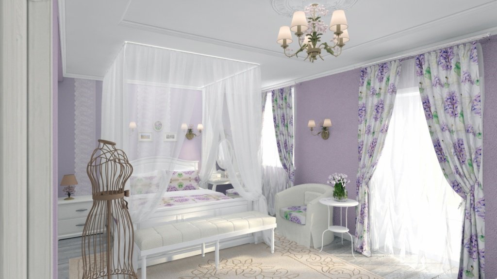 фиолетовая спальня в стиле прованс