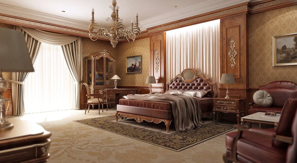 деревянные панели в интерьере спальни