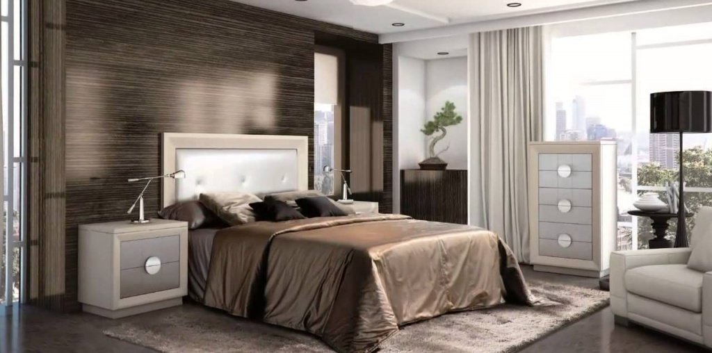 спальня в современном стиле деревянная