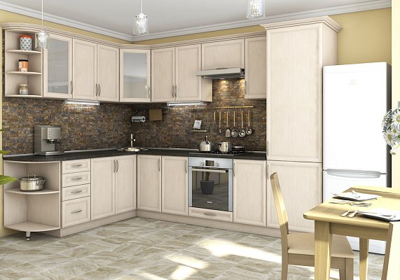 Угловая кухня "Гламур 2500 x 3600" Garant – купить недорого в GoldenPlaza