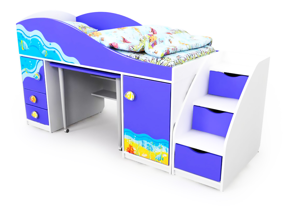 Детская кровать-чердак Ocean OD-40-1 Дорис, Ширина 230см, Глубина 86см