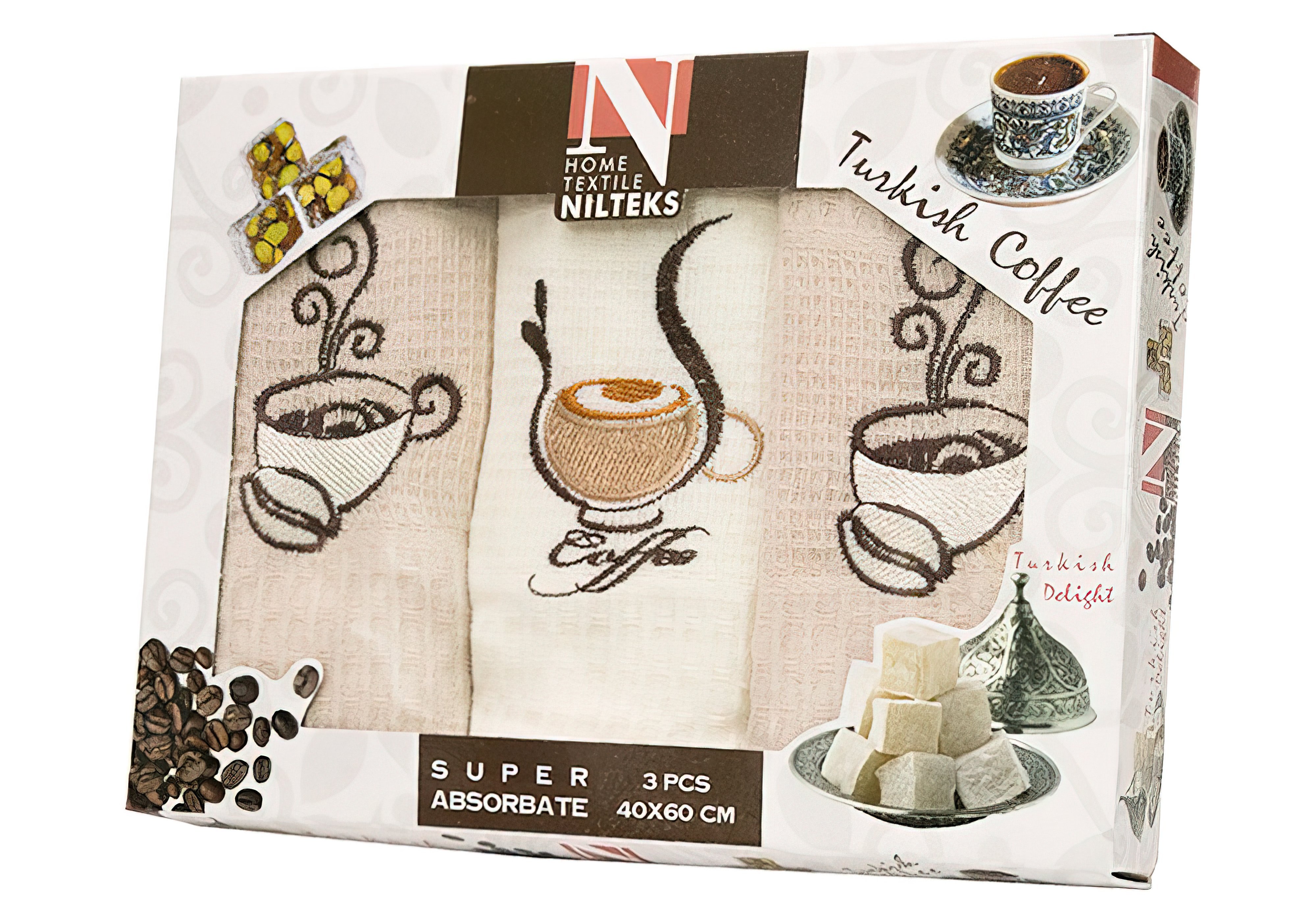 Набор кухонных вафельных полотенец "Coffee 01" Nilteks