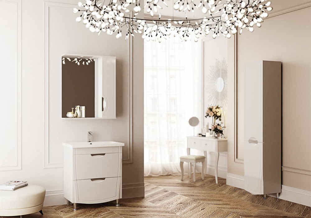 Комплект мебели для ванной Мерете Aquarius, Цвет Белый, Материал МДФ