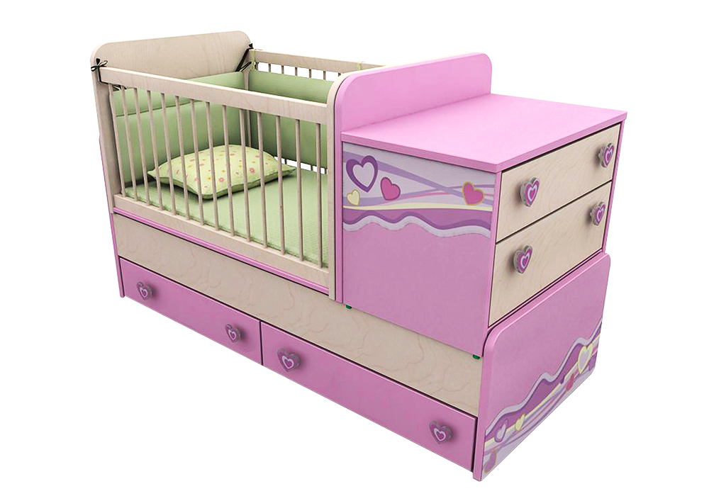 Детская кроватка-трансформер "Pink Pn-30" Дорис