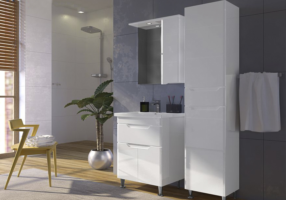 Комплект мебели для ванной Лион Aquarius, Цвет Белый, Материал МДФ