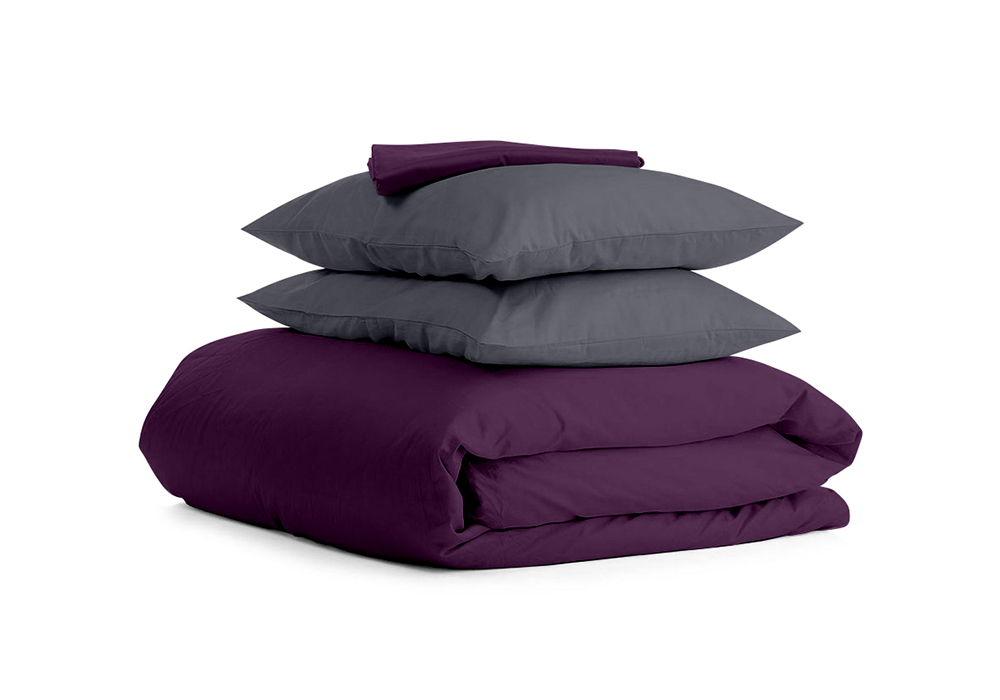 Комплект постельного белья полуторный Сатин Фиолет Серый 1 Cosas