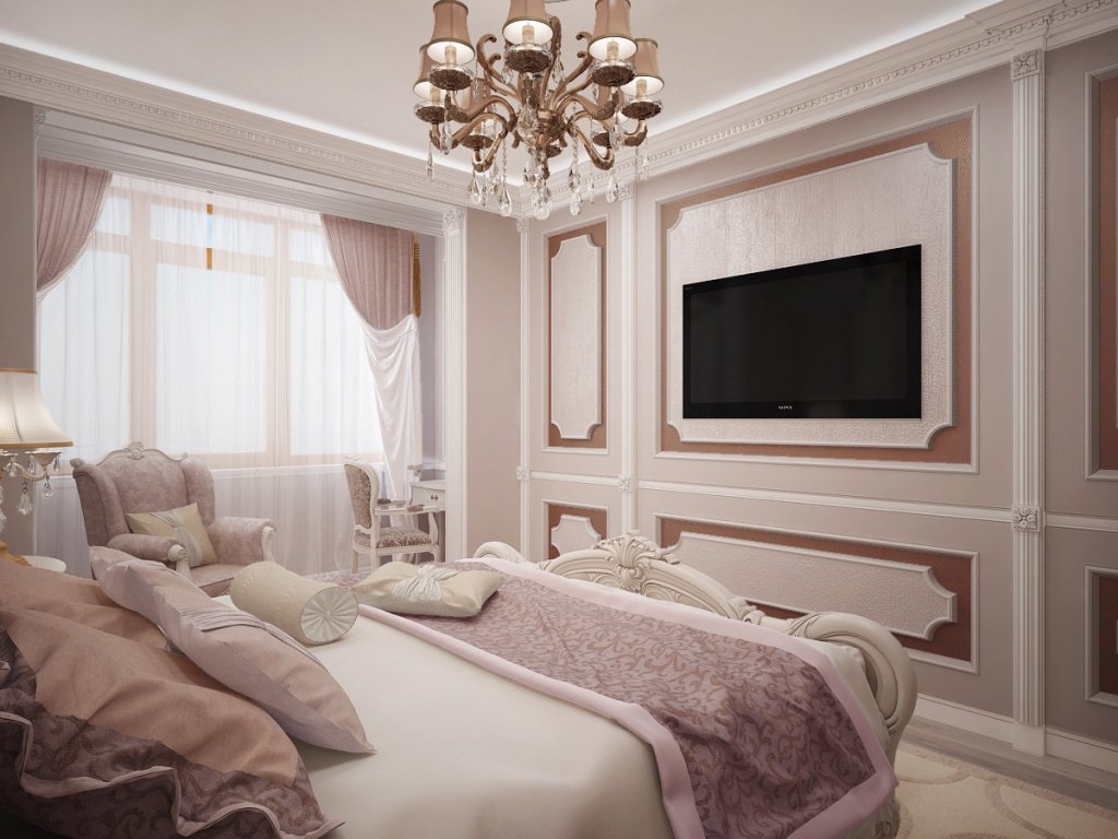 розовая спальня в классике